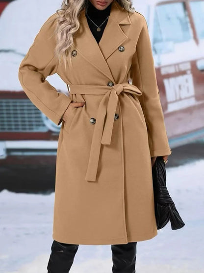 Manteau long en tissu solide pour femmes